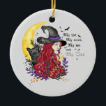 Witch with Black Cat and Crescent Moon Ceramic Ornament<br><div class="desc">Step into a world of magic with this enchanting ornament featuring a mystical witch alongside her loyal black cat, all set against the glow of a crescent moon. Perfect for lovers of witchy vibes, magical themes, and feline companions, this design radiates mystery and charm. A spellbinding gift for any occasion!...</div>