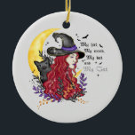 Witch with Black Cat and Crescent Moon Ceramic Ornament<br><div class="desc">Step into a world of magic with this enchanting ornament featuring a mystical witch alongside her loyal black cat, all set against the glow of a crescent moon. Perfect for lovers of witchy vibes, magical themes, and feline companions, this design radiates mystery and charm. A spellbinding gift for any occasion!...</div>
