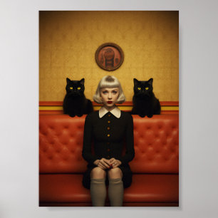 Witch with black cats poster