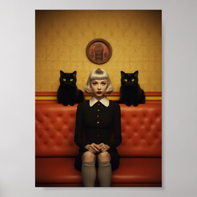Witch with black cats poster (Front)