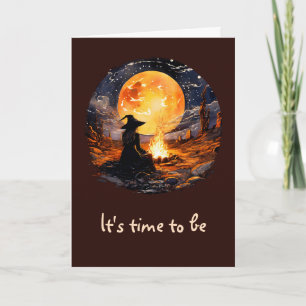 Witch with Candles and Fire - Wicca Halloween 1 Card