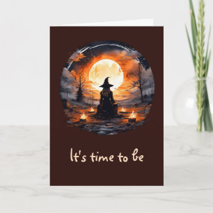 Witch with Candles and Fire - Wicca Halloween 2 Card