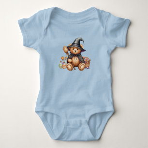 Witch with Candy, Teddy Bear, Halloween, Author N Baby Bodysuit