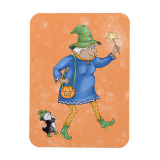 Witch with cat magnet
