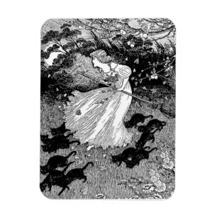 Witch with cats magnet