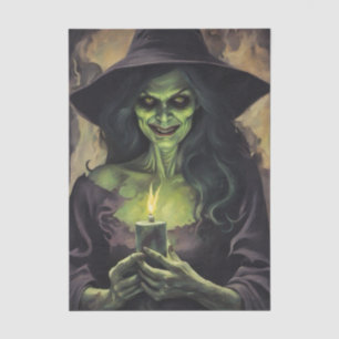 Witch with Flame Decoupage Tissue Paper