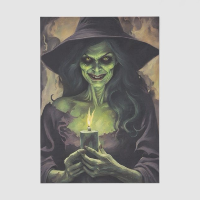 Witch with Flame Decoupage Tissue Paper (Front)
