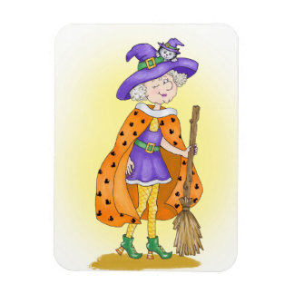 Witch with her cat in the hat magnet