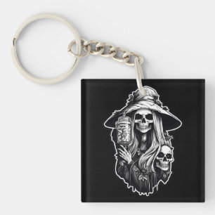 Witch with lantern Halloween Key Ring