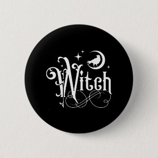 Witch With Moon And Raven 6 Cm Round Badge