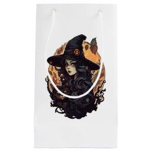 Witch with the black cat halloween small gift bag