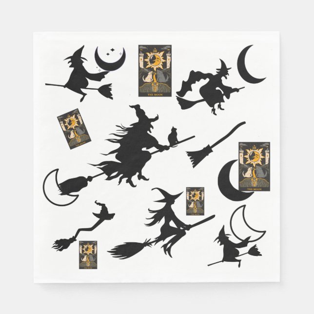 Witch wizard blackcat moon bloomstick napkin (Front)