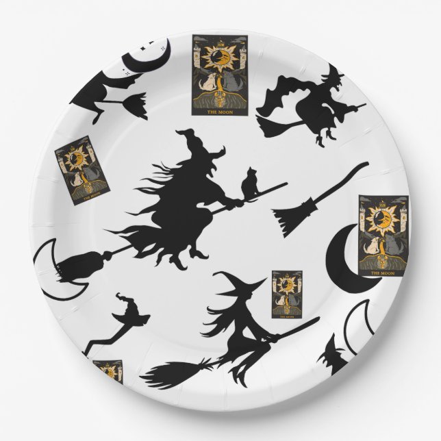 Witch wizard blackcat moon bloomstick paper plate (Front)