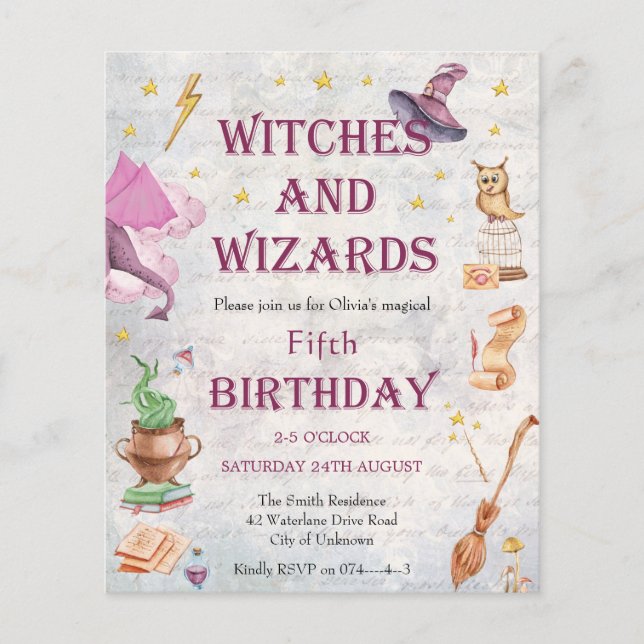 Witch Wizard Magical Kid Birthday Invitation (Front)