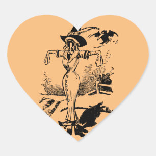 Witch Woman Scarecrow Crow Art Illustration Heart Sticker
