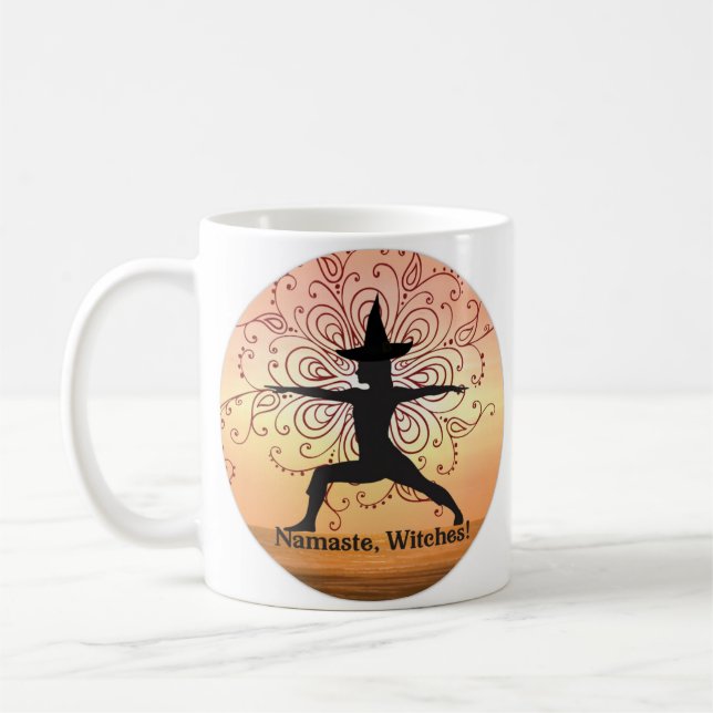 Witch Yoga Namaste funny Halloween Coffee Tea Mug (Left)