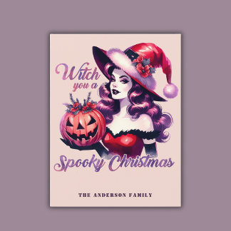Witch You A Spooky Christmas Hallowmas Trend Holiday Postcard