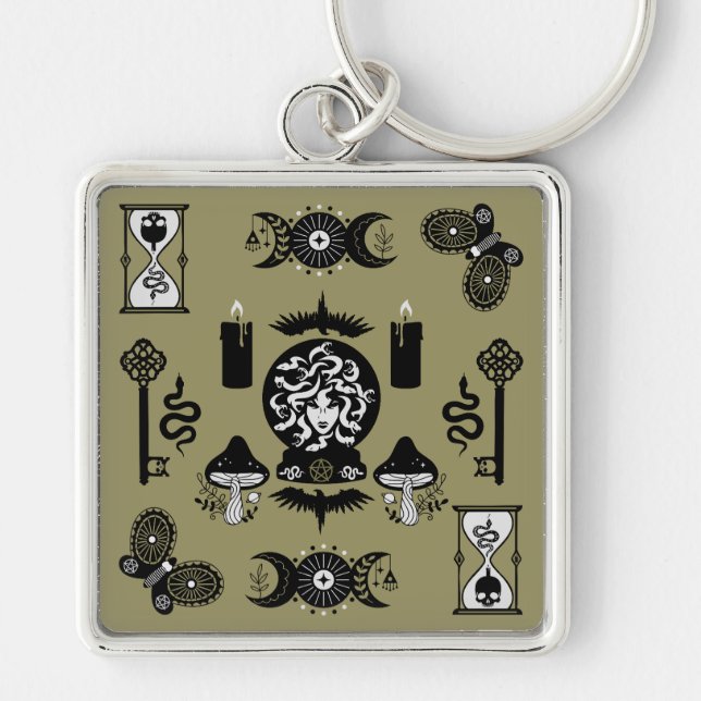 Witchcore Aesthetic Decor Key Ring (Front)