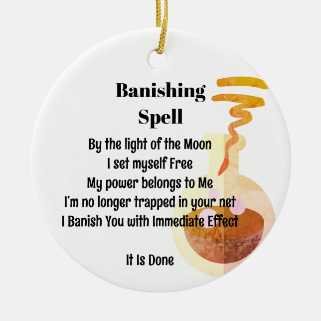 Witchcraft Banishing Spell Magic Potion White Ceramic Ornament (Front)