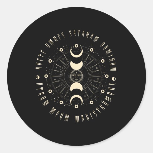 Witchcraft Gothic Geometric Sun Black Magic Classic Round Sticker (Front)