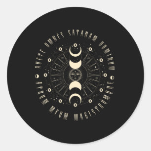 Witchcraft Gothic Geometric Sun Black Magic Classic Round Sticker