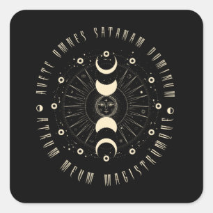 Witchcraft Gothic Geometric Sun Black Magic Square Sticker