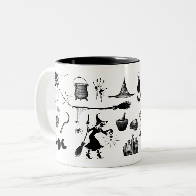 Witchcraft, Occult Knowledge Kitchen Witcher Two-Tone Coffee Mug (Front Left)