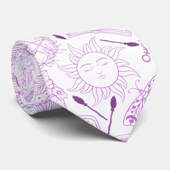 witchcraft pattern 2506.Purple. White BG Tie (Rolled)