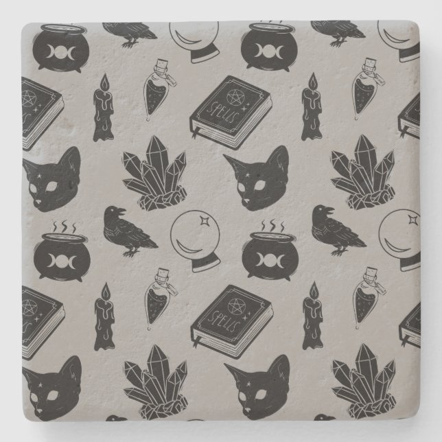 Witchcraft Pattern I Stone Coaster (Front)