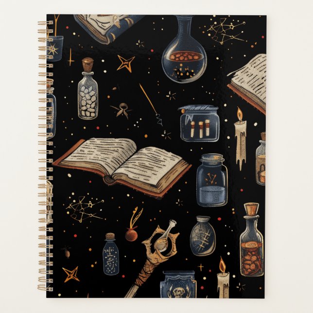 Witchcraft Potion Pattern – Halloween Magic Planner (Front)