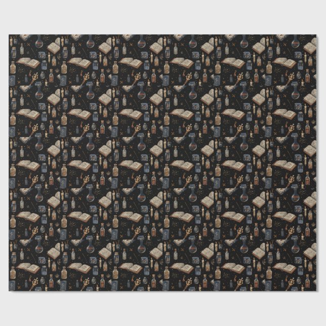 Witchcraft Potion Pattern – Halloween Magic Wrapping Paper (Flat)