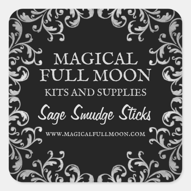 Witchcraft Smudging Stick Labels Black Silver (Front)