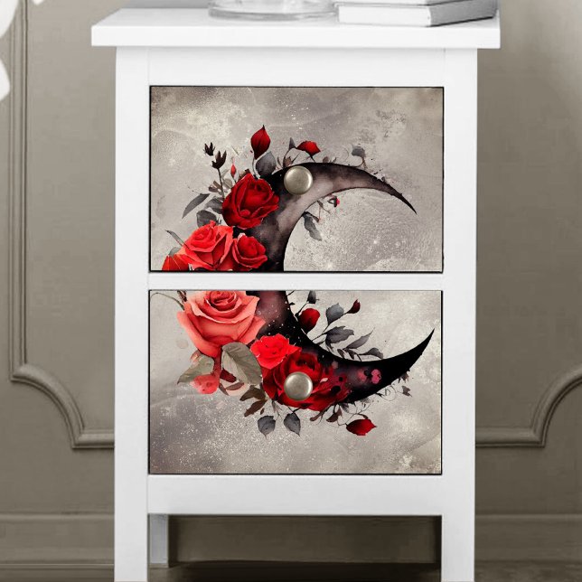 Witchery | Crescent Moon with Gothic Red Roses Tissue Paper (Creator Uploaded)
