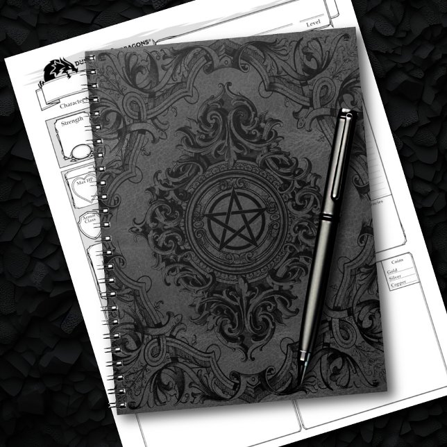 Witchery Flourish | Dark Grey Fantasy Pentacle Notebook (Creator Uploaded)