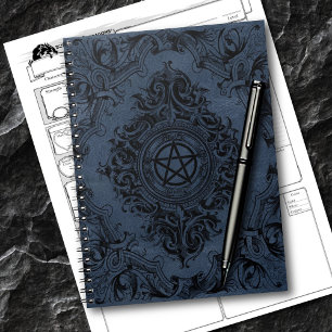 Witchery Flourish Dusty Blue Fantasy Pentacle Notebook