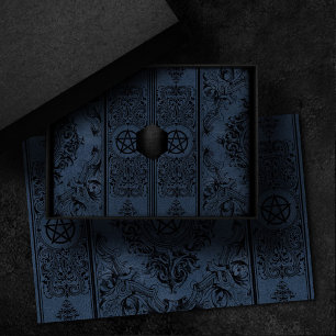 Witchery Flourish Dusty Blue Fantasy Pentacle Tissue Paper