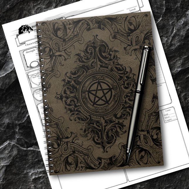 Witchery Flourish | Faux Suede Fantasy Pentacle Notebook (Creator Uploaded)