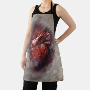 Witchery   Heart with Red and Gold Bleeding Drip Apron