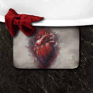 Witchery   Heart with Red and Gold Bleeding Drip Bath Mat