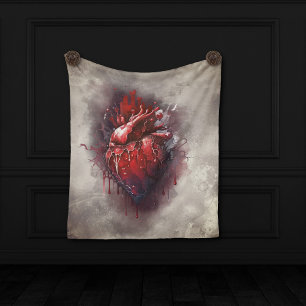 Witchery   Heart with Red and Gold Bleeding Drip Fleece Blanket