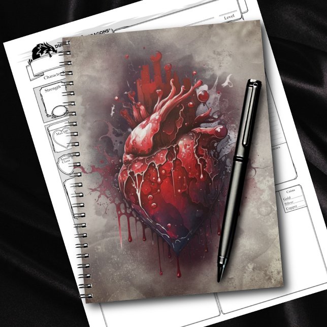 Witchery | Heart with Red and Gold Bleeding Drip Notebook (Creator Uploaded)