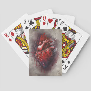 Witchery   Heart with Red and Gold Bleeding Drip Playing Cards