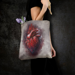 Witchery   Heart with Red and Gold Bleeding Drip Tote Bag