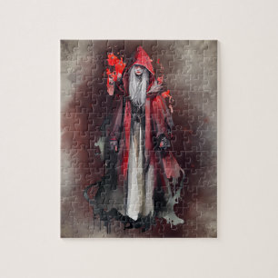 Witchery   Red Witch with Dark Evil Gothic Shadows Jigsaw Puzzle