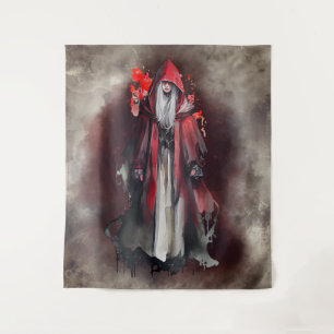 Witchery   Red Witch with Dark Evil Gothic Shadows Tapestry