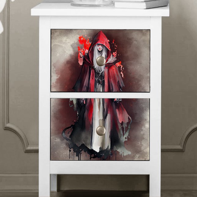 Witchery | Red Witch with Dark Evil Gothic Shadows Tissue Paper (Creator Uploaded)