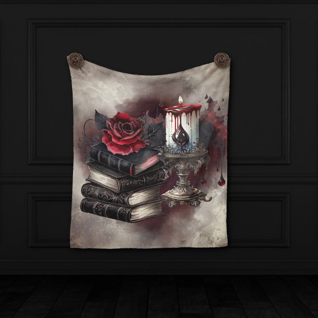 Witchery | Spellbook Tomes and Skull Candle Fleece Blanket (Creator Uploaded)
