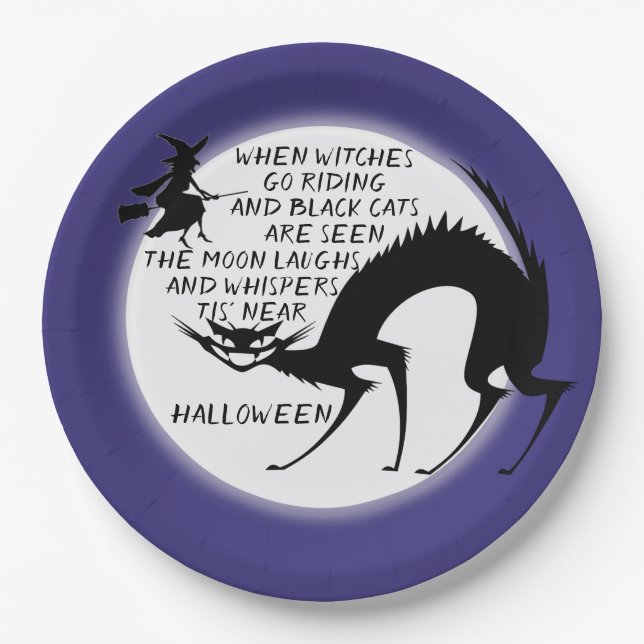 Witches and Black Cats Quote Paper Plate (Front)