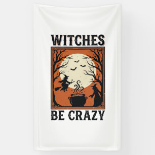 Witches Be Crazy Vintage Halloween Shirt Design (2 Banner