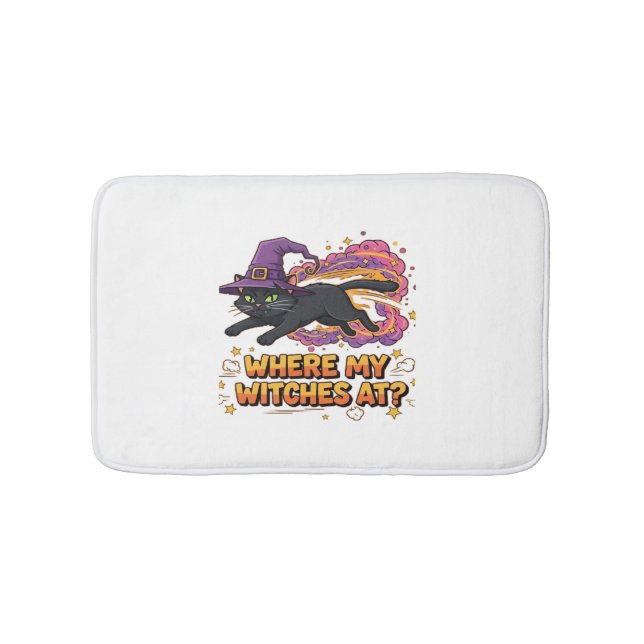 witches black cat Classic T-Shirt Bath Mat (Front)